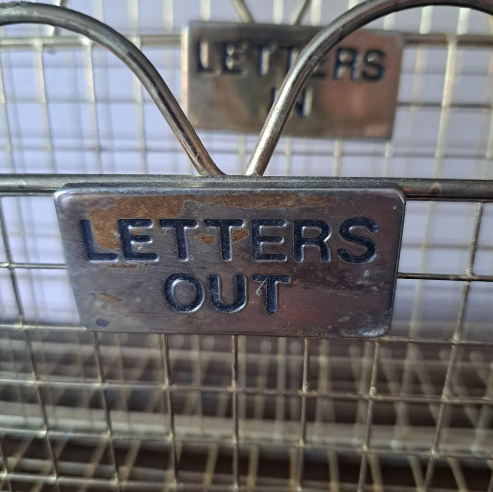 Gold Wire Letter Sorter Desk Organizer - Letters In/Out